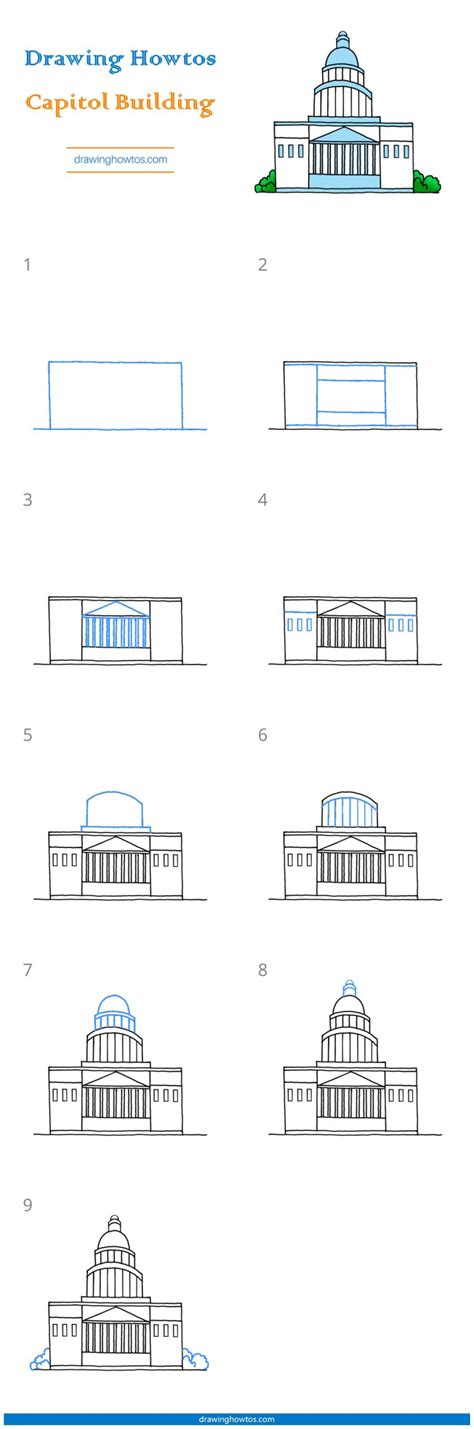 How to Draw the United States Capitol Building - Step by Step Easy Drawing Guides - Drawing Howtos