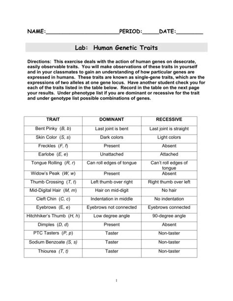 Human Traits Lab - Kenton County Schools