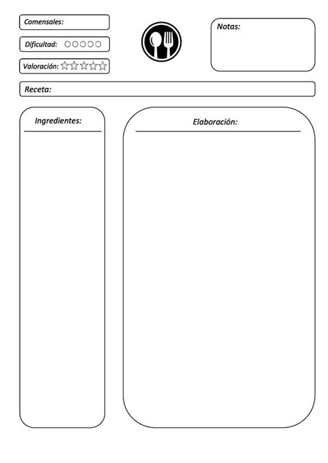 Mis Recetas Plantilla Para Anotar Recetas Para Imprimir Plantilla De Libro De Cocina