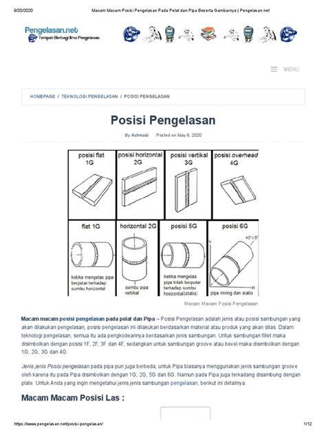 Macam Macam Posisi Pengelasan Pada Pelat Dan Pipa Beserta Gambarnya Pdf