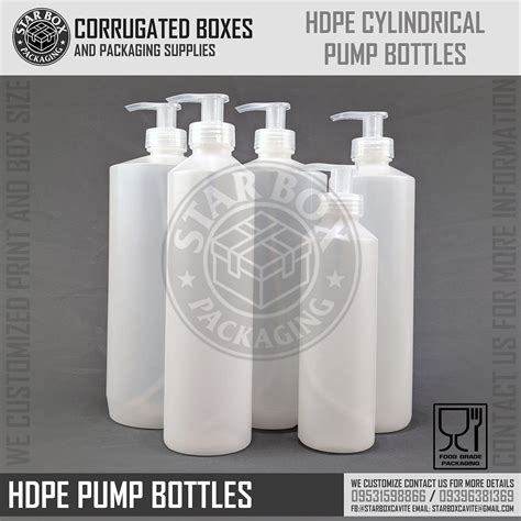 Starbox HDPE Cylindrical Bottle Plastic PUMP Bottle Container White