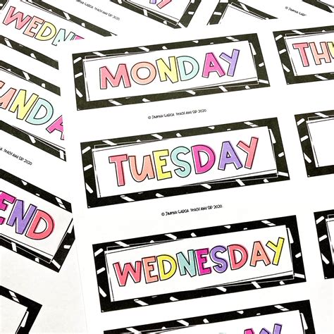 Printable Days Of The Week Labels