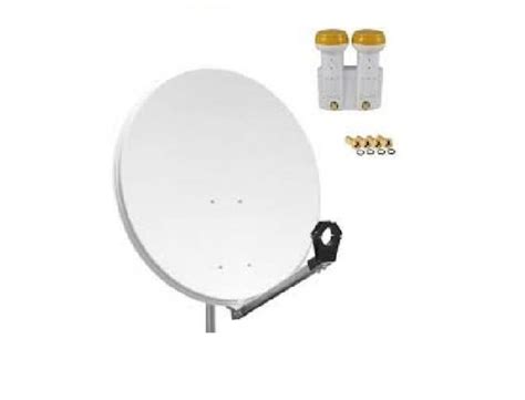 HDME Parabole Satellite Acier Blanche 80cm LNB Monobloc Twin 0 1dB