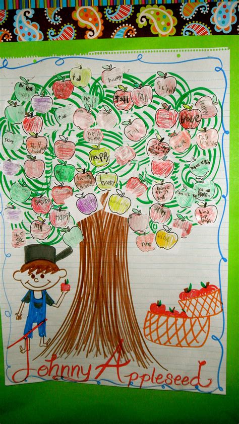 Johnny Appleseed Adjective Tree Students Had To Come Up With 3 Words