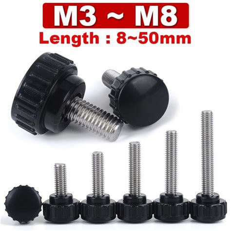 Round Head Handle Hand Screw Round Knurled Rubber Thumb Screw Plastic