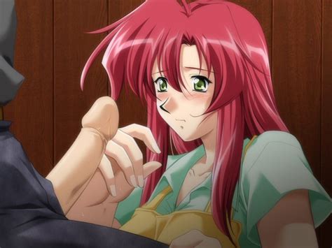 Rule 34 Apron Blush Game Cg Green Eyes Kawamori Keiko Penis Red Hair