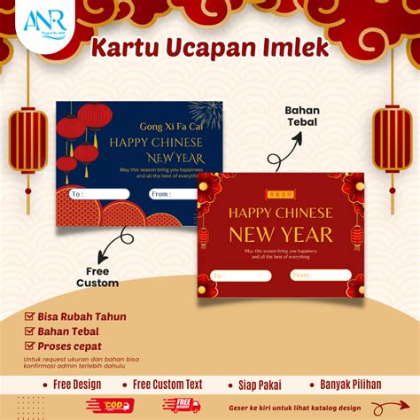 Jual Kartu Ucapan Imlek Cny Custom Happy Chinesse New Year Card Kartu