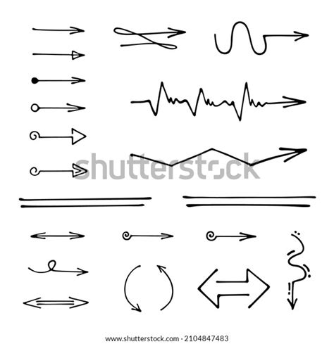 Set Hand Drawn Arrows Simple Sketches Stock Vector Royalty Free