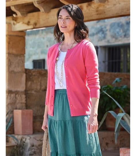 Pink Rouge Cashmere Merino Crew Neck Cardigan Woolovers Au