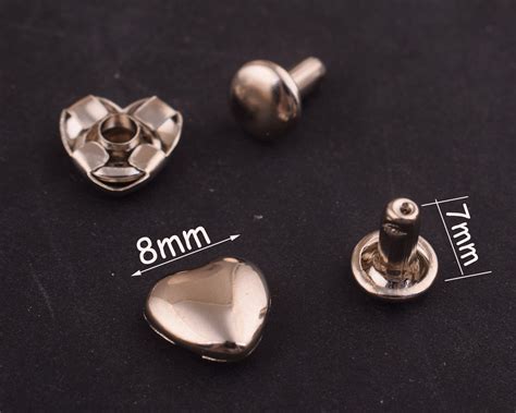 Pcs Bronze Silver Rivets Mm Heart Shape Rivet Metal Etsy