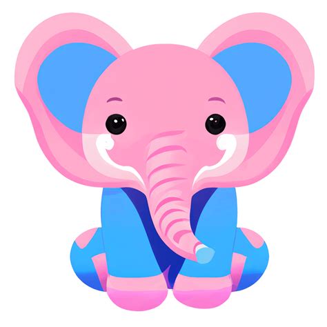 Realistic Kawaii Cartoon Elephant In Bright Colors · Creative Fabrica