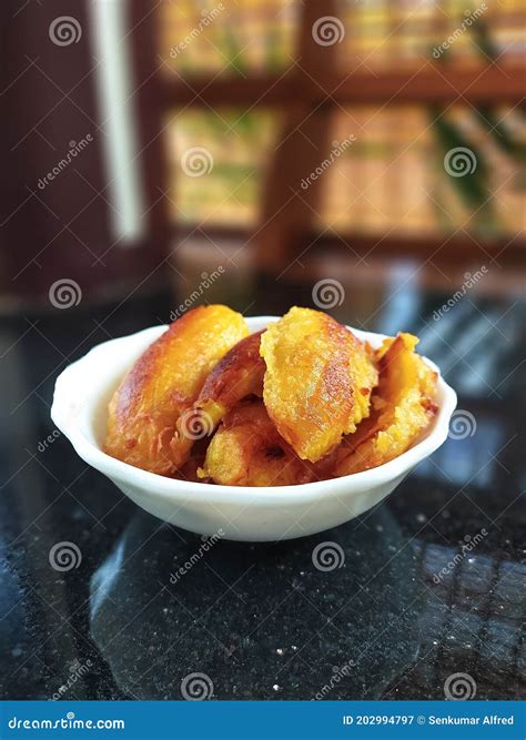 Kerala Style Banana Fritters Or Pazham Pori In Plate Stock Image