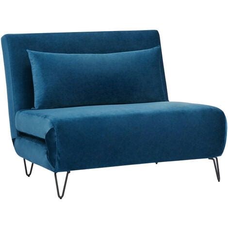 Fauteuil Convertible En Velours Bleu Fonc Joe Harper