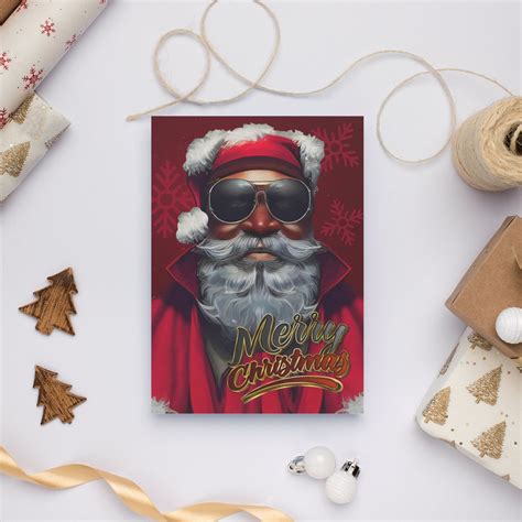 Black Santa Christmas Greeting Cards - Etsy