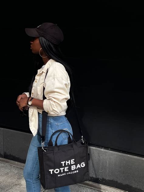 Black Girl With Black Marc Jacobs The Tote Bag Wearing Blue American