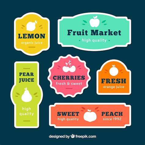 Free Vector | Pack of fruit labels with fantastic designs