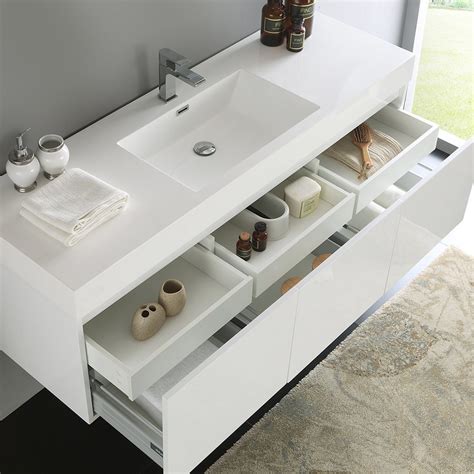 Fresca Fcb8041wh I 60 Inch Mezzo Modern Single Sink Vanity With Integrated Sink White Keats