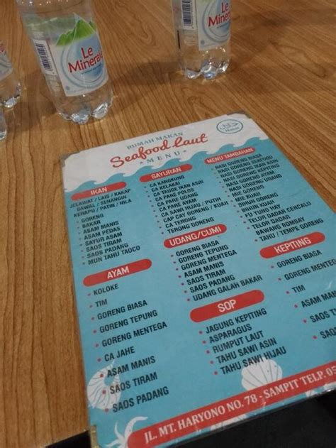 Menu At RM Seafood Laut Restaurant Sampit