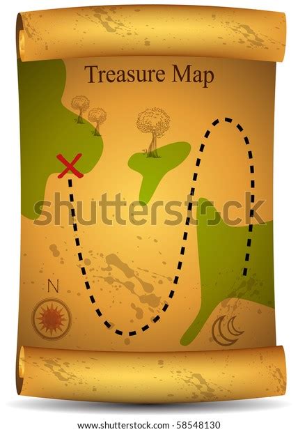 Gold Treasure Map Stock Vector (Royalty Free) 58548130 | Shutterstock