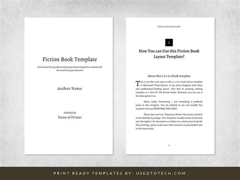 Fiction book layout template in Word for 5.5 x 8.5 digest