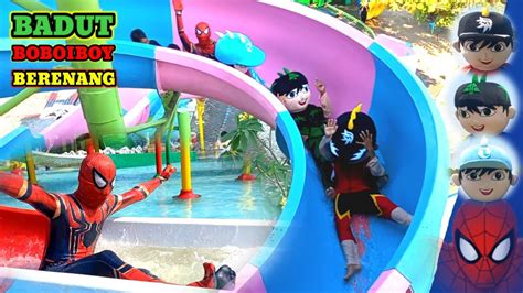 BADUT LUCU BOBOIBOY KETEMU SPIDERMAN DI KOLAM RENANG PROSOTAN BARENG