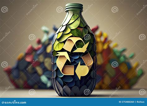 Green Recycle Icon Eco Papercut Nature Concept Stock Illustration