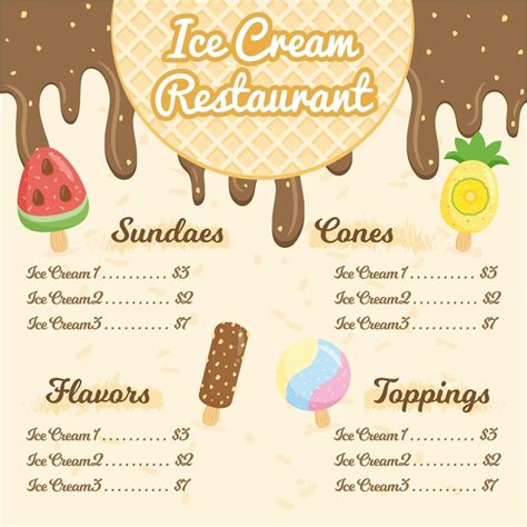 Premium Vector | Ice cream restaurant menu