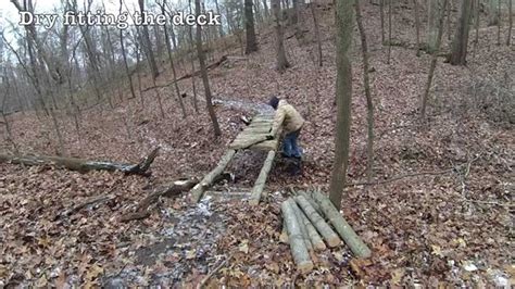 Rustic Log Bridge Construction Youtube