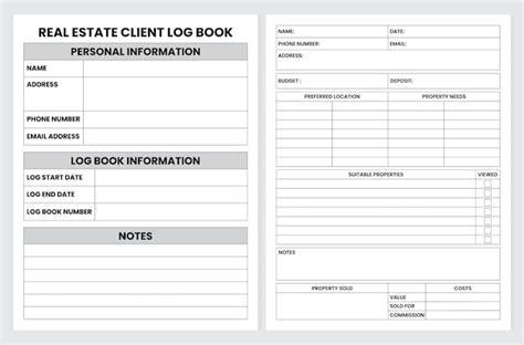 Premium Vector Real Estate Client Log Book Template