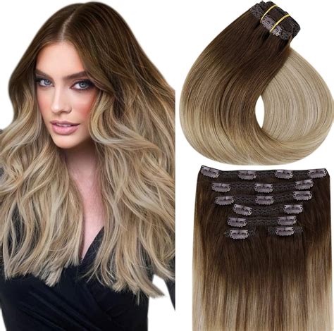 Vivien Balayage Cheveux Humains Clip In Hair Extensions 30CM Extension