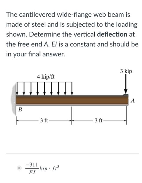 Solved The Cantilevered Wide Flange Web Beam Is Made Of Chegg