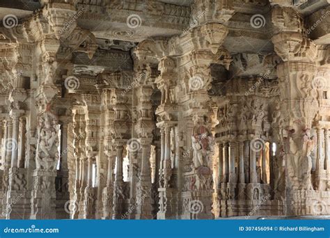 Ornate Sculpture On Musical Pillars Ranga Mantapa At Vittala Temple