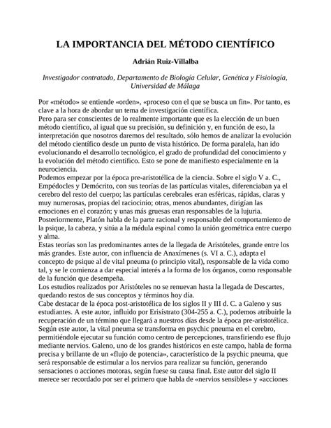 Pdf La Importancia Del Método Científico