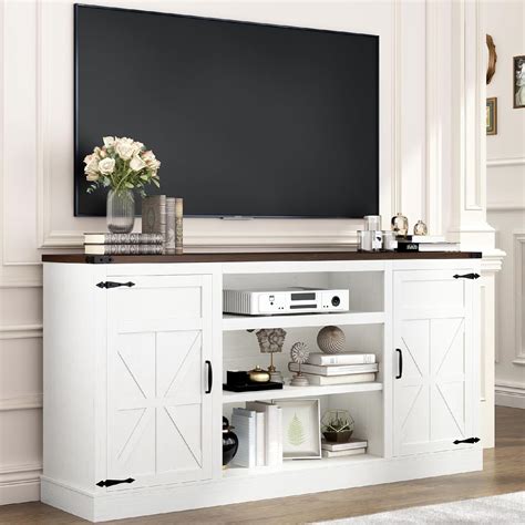 Amazon Hlivelood 66 Farmhouse TV Stand With Power Outlets For 75