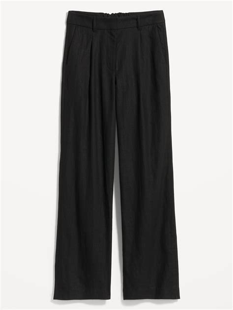 Extra High Waisted Pleated Taylor Wide Leg Linen Blend Trouser Pants