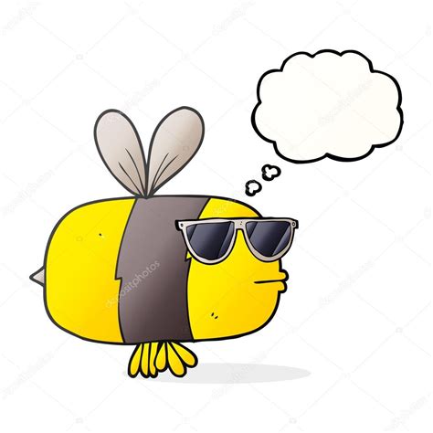 Pensamiento Burbuja Dibujos Animados Abeja Usando Gafas De Sol Vector