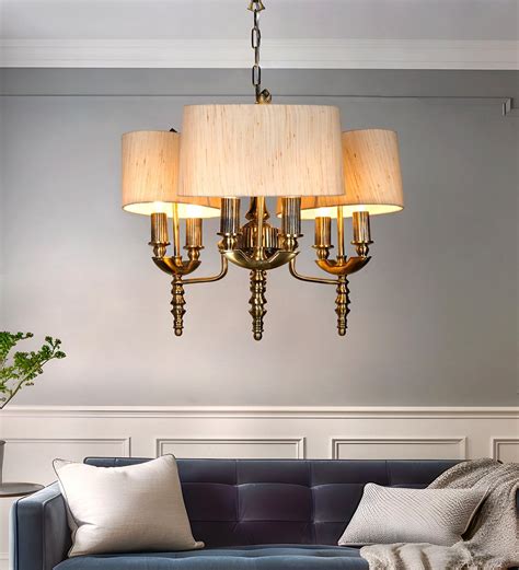 Buy Gold Aluminium And Glass Shaded Chandelier At Off By Fos