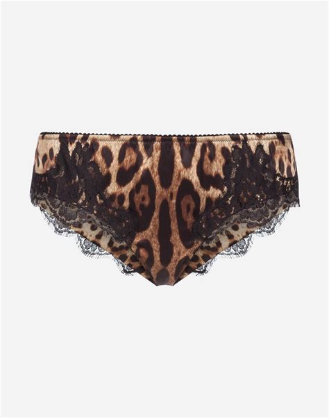 Dolce And Gabbana Leopard Print Satin Briefs With Lace Save 34 Lyst