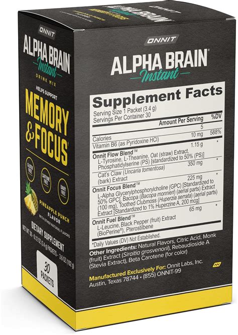 Onnit Alpha Brain Instant Sabor Lim N Meyer Suplemento De Memoria