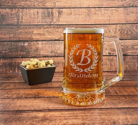 Set Of 2 Personalized Beer Mugs 25 Oz Monogram Beer Mug Etsy