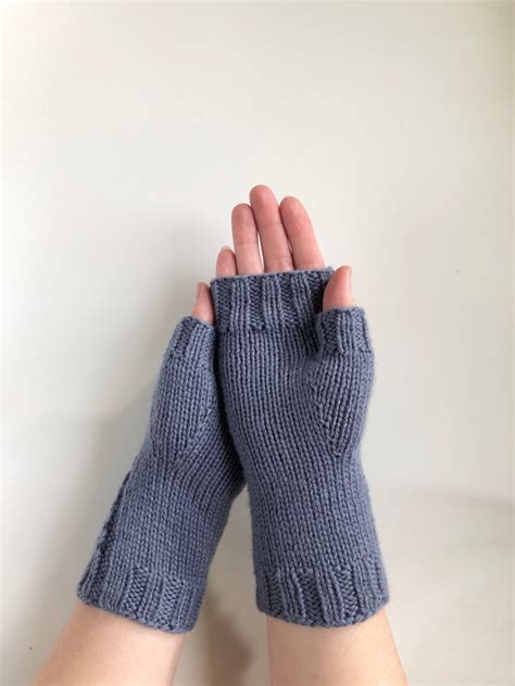 Knit Fingerless Gloves Hand Knitted Women Mittens Handknit Etsy