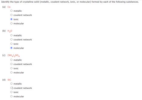 Identify The Type Of Crystalline Solid Studyx
