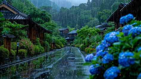 A Symphony Of Rain In Japanese Garden Embrace The Calming Effect Of