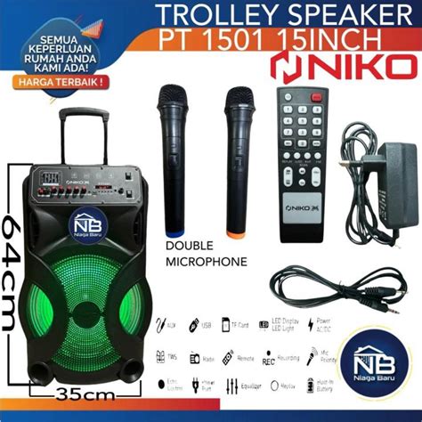 NIKO PT 1501 Speaker Meeting Portable Trolley Ampli Bluetooth 15 Inch