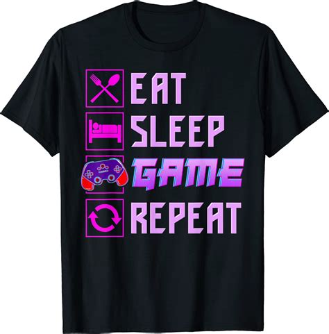 Funny Eat Sleep Game Repeat Anime Gamer Gaming T Shirt