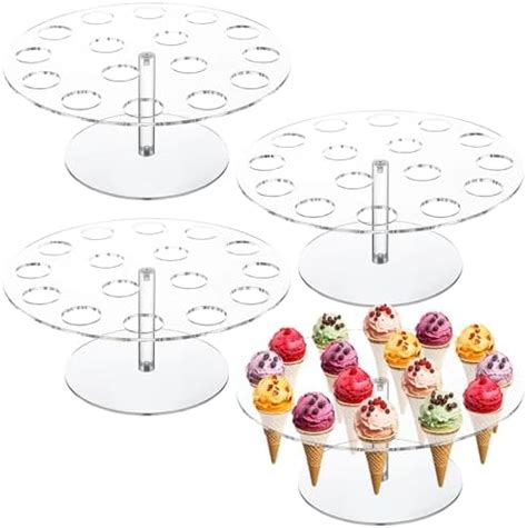 Amazon TOOPILAT Ice Cream Cone Holder 2 Tier Acrylic Ice Cream