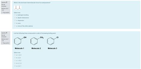 Solved Question 3 What Is The Dominant Intermolecular Force