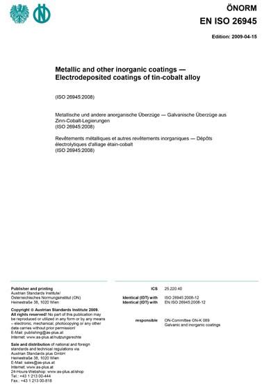 Onorm En Iso Metallic And Other Inorganic Coatings