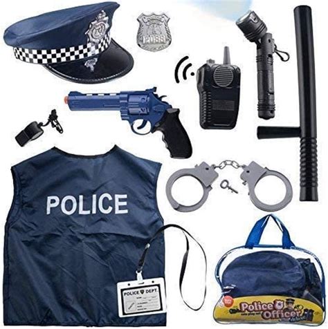 12 Pcs Police Costume For Kids With Toy Role Play Kit With Bag Included