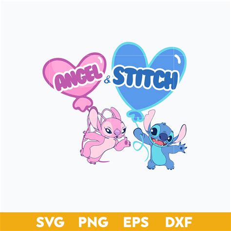 Stitch And Angel Heart Balloons Svg Disney Valentine Svg V Inspire